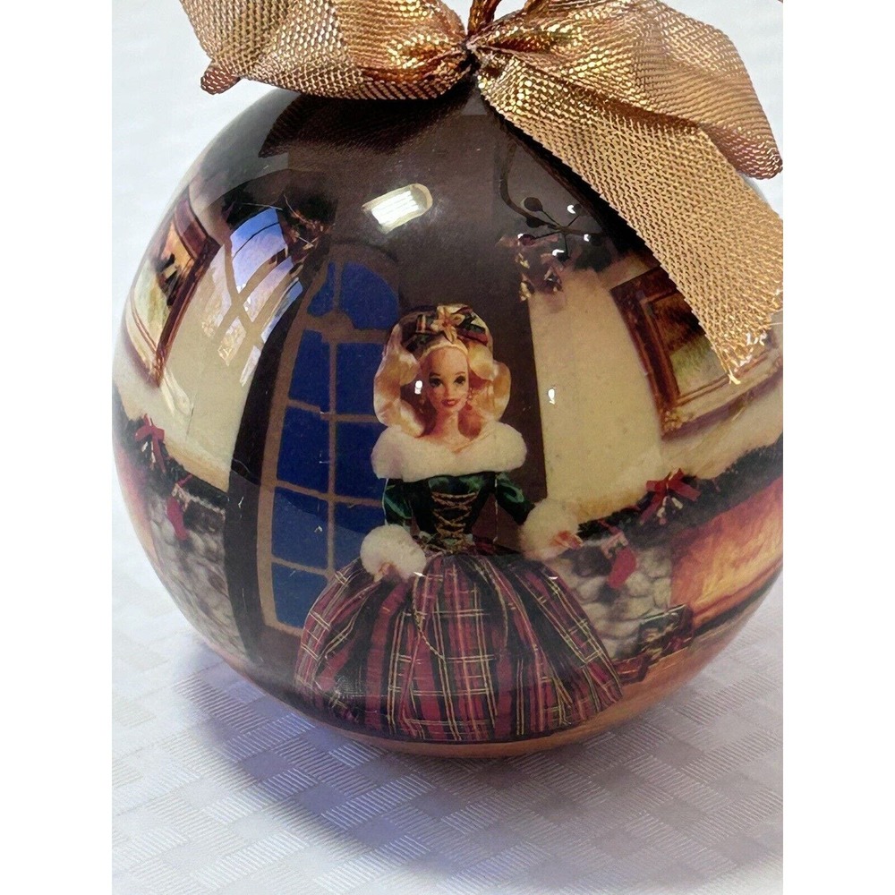 Barbie Matrix Mattel Christmas Ornament Tree Holiday‎ 1997 Plaid Dress Ball Gold